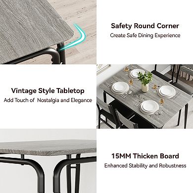 Modern 5-Piece Dining Table Set for 4