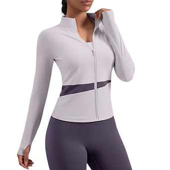 Women's High - Neck Athletic Jackets Cropped Long Sleeve Workout Tops Yoga Zip Up Jackets