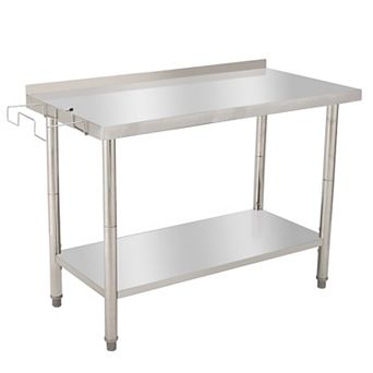 48"x24"x35" Workbench Without Casters,With Rear Backsplash，08 Straight Edge And Removable Trash Rack