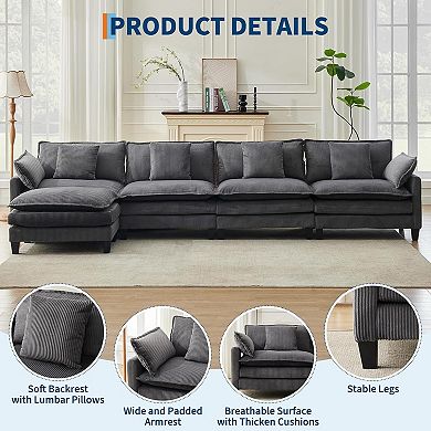 5-Seat Modular Sectional Sofa 95" Sectional Cloud Couch