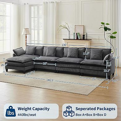 5-Seat Modular Sectional Sofa 95" Sectional Cloud Couch