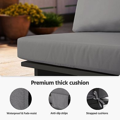 PATIOEASY 8 Pieces Patio Modern Furniture Set Sofa Patio Modular Conversation for Garden Poolside