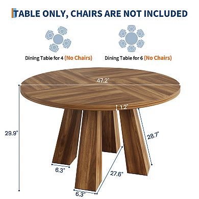 Round Dining Room Table for 4-6