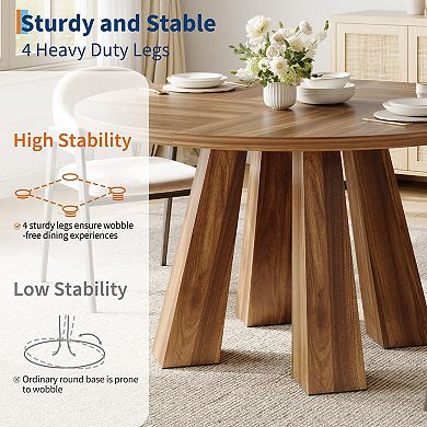 Round Dining Room Table for 4-6