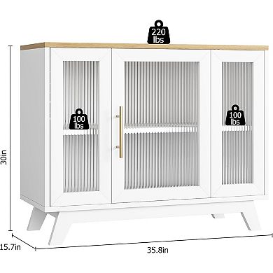 36" Fluted Glass Buffet Cabinet