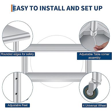 24x60 Inch Stainless Steel Outdoor Prep Table