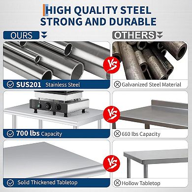 24x60 Inch Stainless Steel Outdoor Prep Table