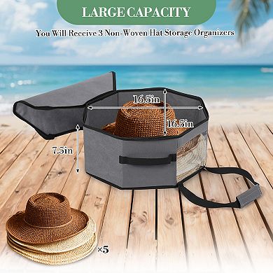 3 Pack Hat Box for Travel and Storage