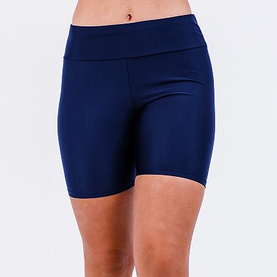 Women's Short Sleeve Adele Swim Top and Navy Mid-Thigh Swim Shorts Set