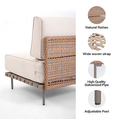 PATIOEASY Rattan Modular Corner Sofa Set of 10 Pieces Complete Modular with PE Wicker Frame