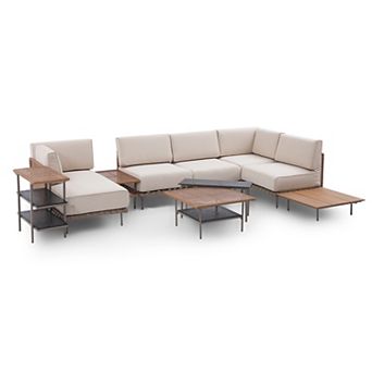 PATIOEASY Rattan Modular Corner Sofa Set of 10 pc Complete Modular with PE Wicker Frame