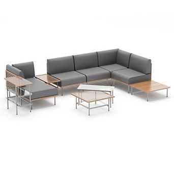 PATIOEASY Rattan Modular Corner Sofa Set of 10 pc Complete Modular with PE Wicker Frame