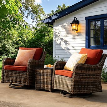 PATIOEASY Rattan Modular Corner Sofa Set of 3 pc with PE Wicker Frame
