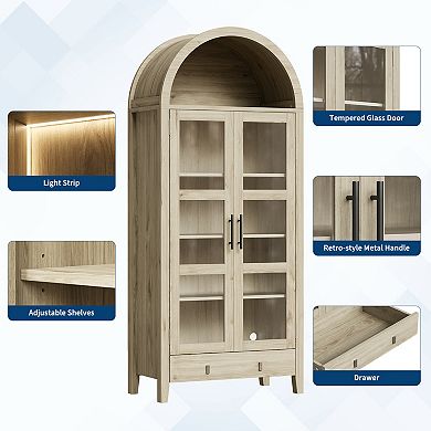 71" Tall Arched Kitchen Pantry Cabinet