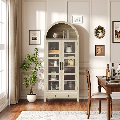 71" Tall Arched Kitchen Pantry Cabinet