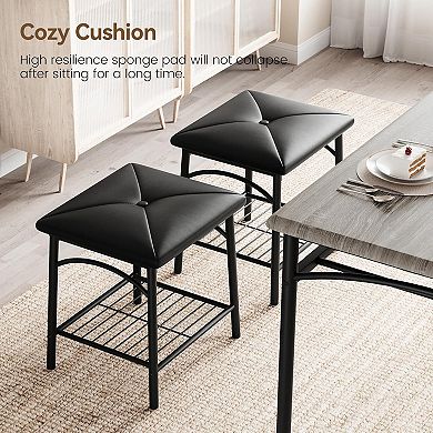 Square Kitchen Table Chairs Set of 4 with Storage