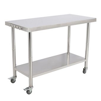 48"x24"x35" Workbench With Casters And 08 Straight Edges With Hooks, No Rear Panel