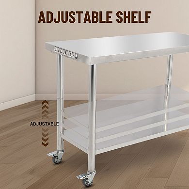 48"x24"x35" Workbench With Casters And 08 Straight Edges With Hooks, No Rear Panel