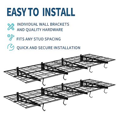 Heavy Duty 2-Pack 24"x72" Garage Wall Shelves