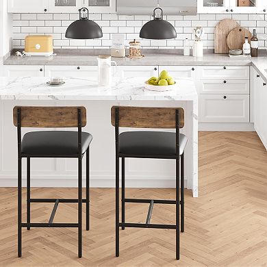 Upholstered 2-Piece Bar Stool with Backrest & Footrest