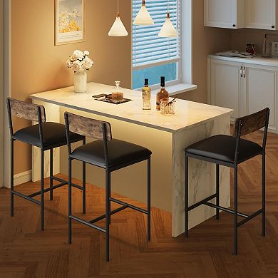 Upholstered 2-Piece Bar Stool with Backrest & Footrest