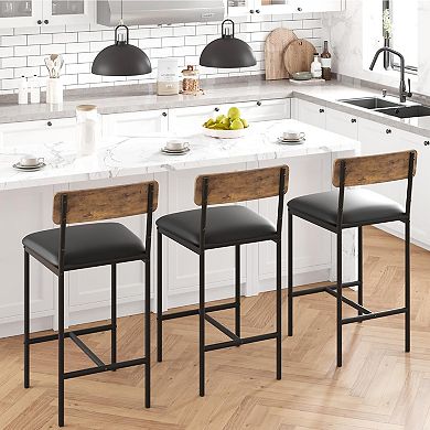 Upholstered 2-Piece Bar Stool with Backrest & Footrest