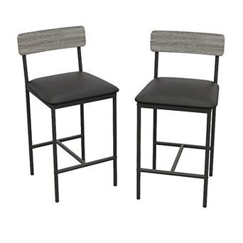 Upholstered 2 pc Bar Stool with Backrest & Footrest