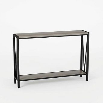2 tier Metal Frame Narrow Console Table with Storage
