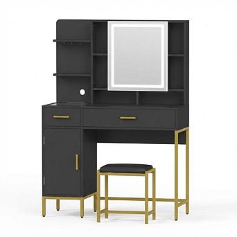 Vanity Desk with Mirror and Lights