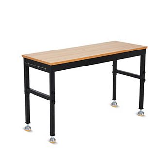 Single-Layer Workbench Without Wheels With A Power Cord, Hanging Area, And Hooks