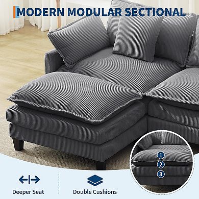 4-Seat Modular Sectional Sofa 95" Sectional Cloud Couch