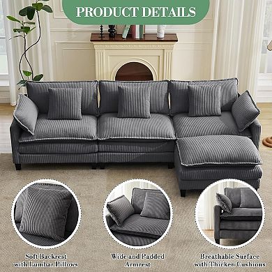 4-Seat Modular Sectional Sofa 95" Sectional Cloud Couch