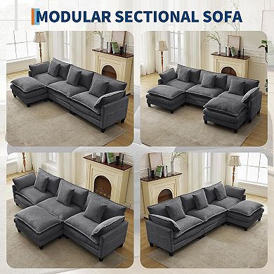 4-Seat Modular Sectional Sofa 95" Sectional Cloud Couch
