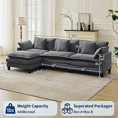 4-Seat Modular Sectional Sofa 95" Sectional Cloud Couch