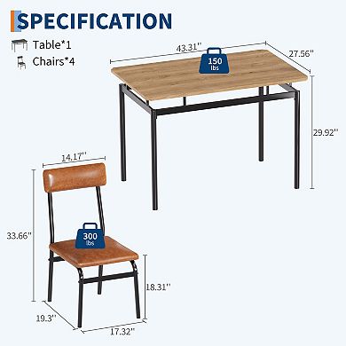 Modern 5-Piece Dining Table Set