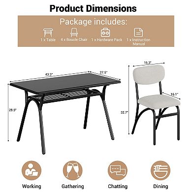 Modern Rectangular Dining Table Set for 4
