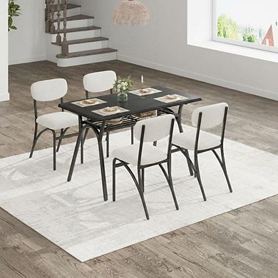 Modern Rectangular Dining Table Set for 4