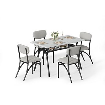 Modern Rectangular Dining Table Set for 4