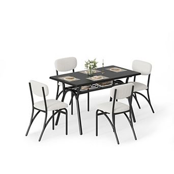 Modern Rectangular Dining Table Set for 4