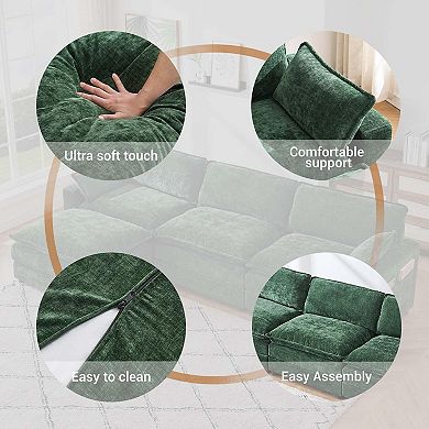 3-Seater L-Shaped Chenille 113-Inch Modular Combo Sofa