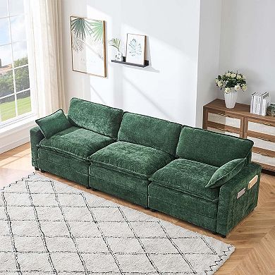 3-Seater L-Shaped Chenille 113-Inch Modular Combo Sofa