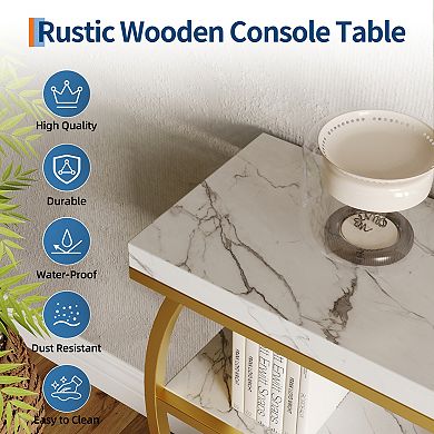 Modern 4-Tier Console Table with Storage Shelves