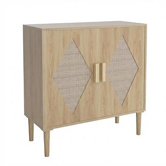 Modern Rattan Buffet Cabinet with 2 Doors