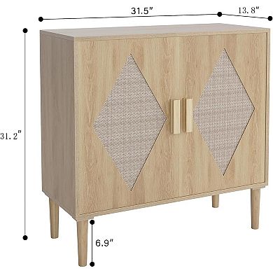 Modern Rattan Buffet Cabinet with 2 Doors