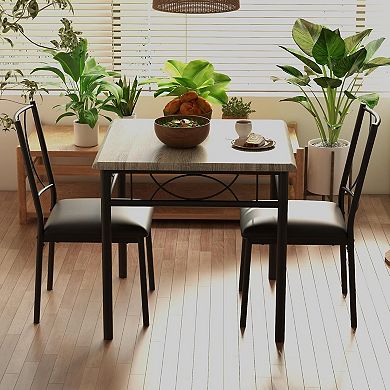 Space-Saving 3-Piece Dining Table Set for 2