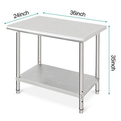 36x24x35 Inch Double-Layer Workbench Without Casters And Rear Panel