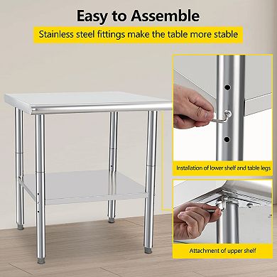 30x24x35 Inch Double-Layer Workbench Without Casters And Without A Back Panel