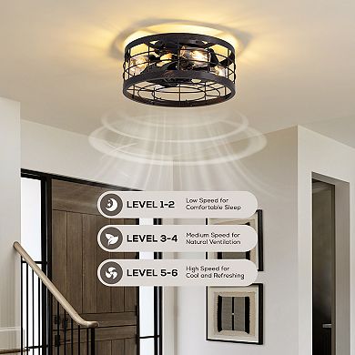 Moooni 16" Ceiling Fan with 8 Blades & 4-Light, Remote Control