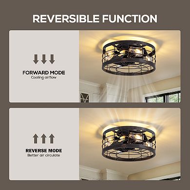 Moooni 16" Ceiling Fan with 8 Blades & 4-Light, Remote Control