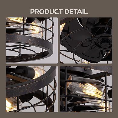 Moooni 16" Ceiling Fan with 8 Blades & 4-Light, Remote Control